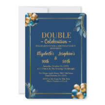 Globos azules y dorados de doble cumpleaños