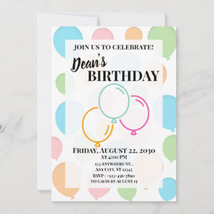 Invitación Globos Coloridos