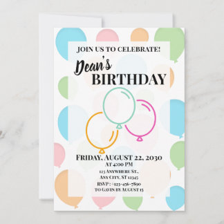Invitación Globos Coloridos