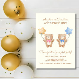 Invitación Globos coloridos con doble cumpleaños