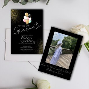 Invitación Globos con Brillo Fiesta de Graduación de Universi