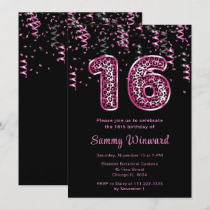 Invitación Globos con estampado de leopardo para cumpleaños 1
