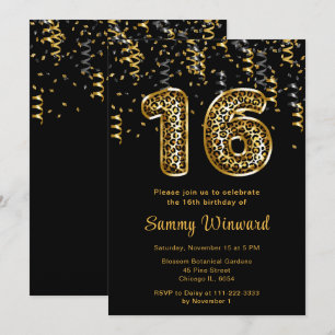 Invitación Globos con estampado de leopardo para cumpleaños 1