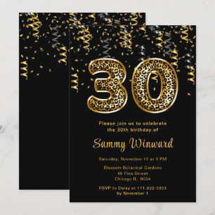Invitación Globos con estampado de leopardo para cumpleaños 3