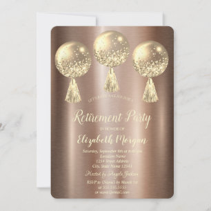 Invitación Globos con gotas de purpurina dorada Jubilación ma