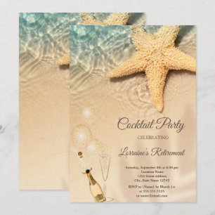 Invitación Globos, copa de vino Seastar Playa Jubilación