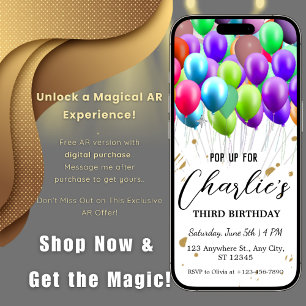 Invitación Globos Cumpleaños con realidad aumentada AR