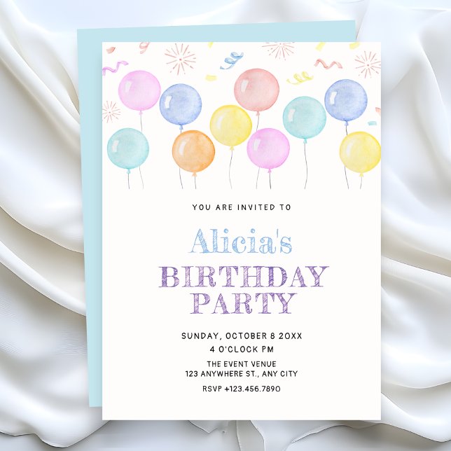 Invitación Globos de acuarela (Subido por el creador)
