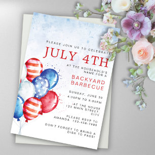 Invitación Globos de Acuarela de Presupuesto Fiesta del Cuatr