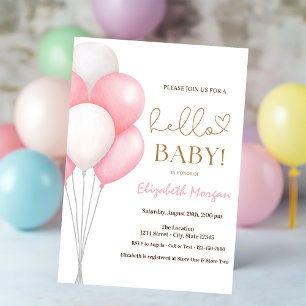 Invitación Globos de agua color rosa Cumpleaños de bebé