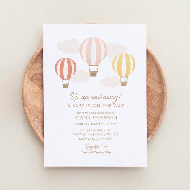 Invitación Globos de aire caliente Chica Viajes Baby Shower (Subido por el creador)