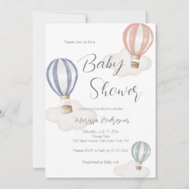 Invitación Globos de aire caliente de Baby Shower Neutrales