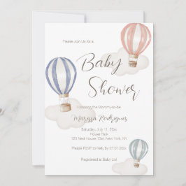 Invitación Globos de aire caliente de Baby Shower Neutrales