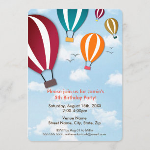 Invitación Globos de aire caliente divertidos y Guay  Cumplea