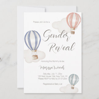 Invitación Globos de aire caliente género revelar colores de