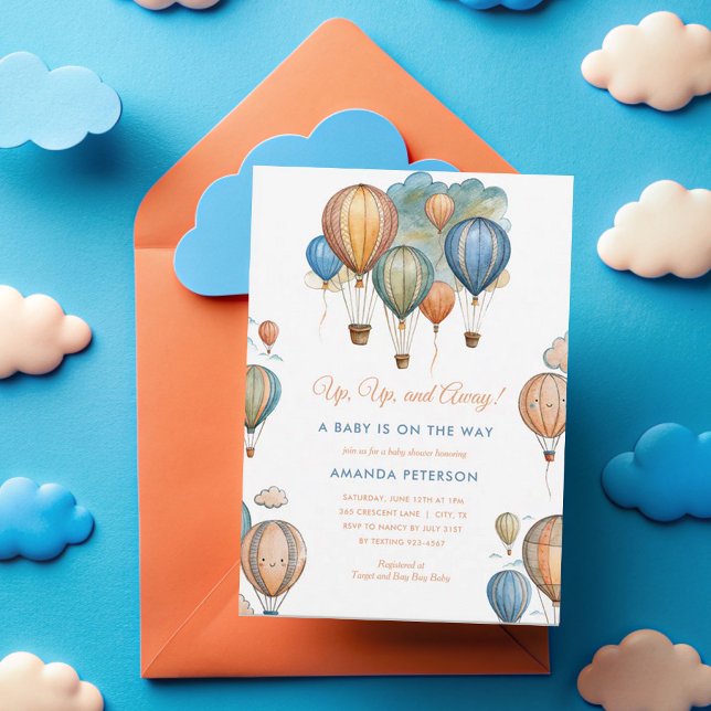 Invitación Globos de aire caliente Pastel Boy Viaje Baby Show (Subido por el creador)