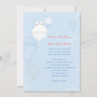Invitación Globos de aire caliente Primavera Bebé Boda azul