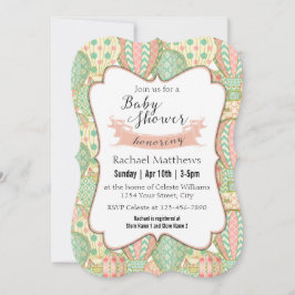 Invitación Globos de aire caliente rosados y acuáticos Baby S