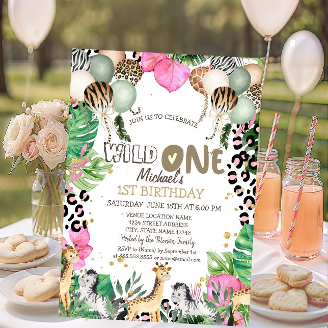 Invitación Globos de Animales de la Selva Cumpleaños 1 (Subido por el creador)
