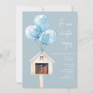 Invitación Globos de Biblioteca de Nuevo Capítulo Libro Fiest