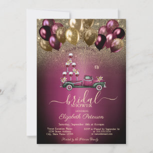 Invitación Globos de Burdeos Camión de Vino Bridal Shower Pur