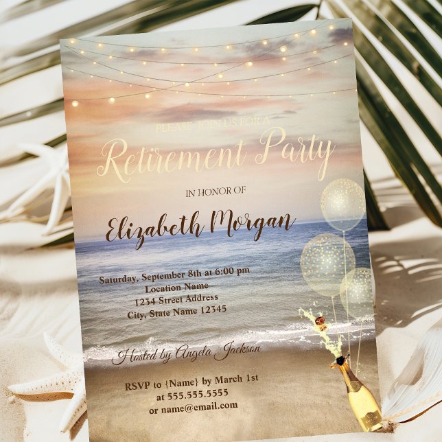 Invitación Globos de cielo de arena de playa, Fiesta de Jubil (Subido por el creador)