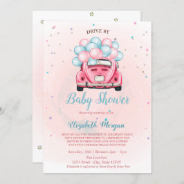 Invitación Globos De Coche Con Baby Shower
