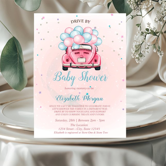 Invitación Globos de coche en ducha de bebé al pasar (Subido por el creador)