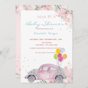 Invitación Globos De Coche Estrellas La Carrera Floral De Bab