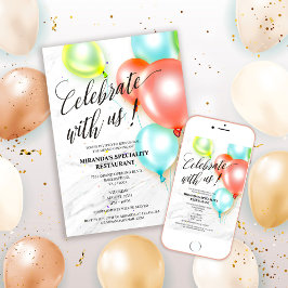 Invitación Globos de Colores Personalizados Gran Apertura Cor