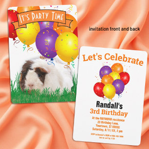 Invitación Globos de Conejillo de Indias para Cumpleaños de N