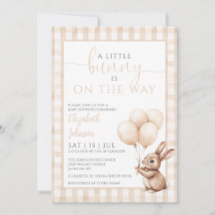Invitación Globos de conejito para Baby Shower de género neut