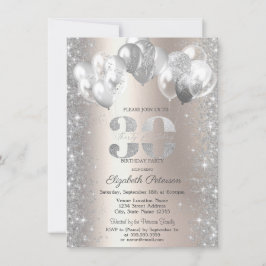 Invitación Globos de Confeti Brillante Champán Cumpleaños 30