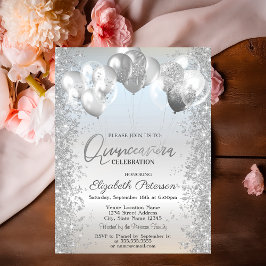 Invitación Globos de confeti brillantes plateados de moda