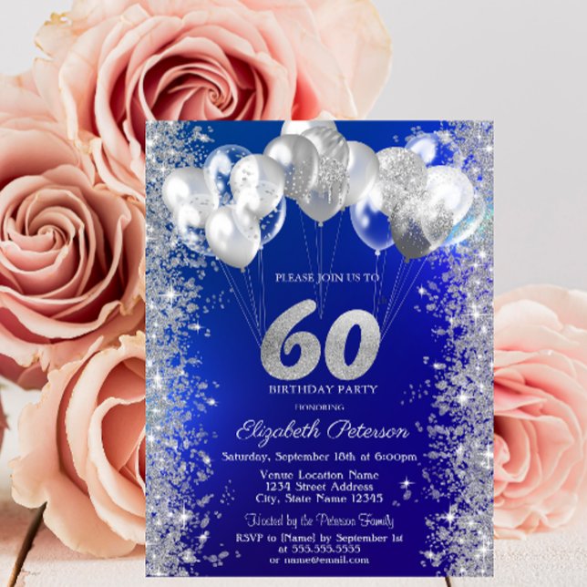Invitación Globos de Confeti con Brillo Azul Marino Cumpleaño (Subido por el creador)