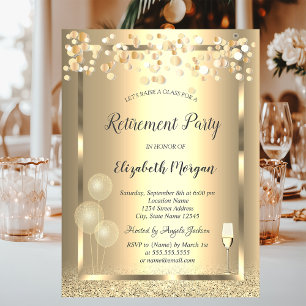 Invitación Globos de copa de vino dorados con purpurina Jubil