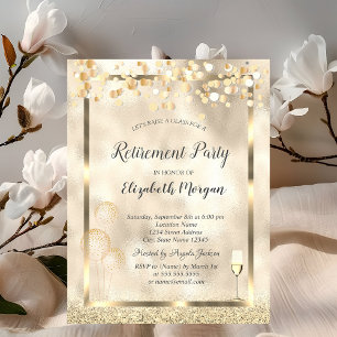 Invitación Globos de copa de vino dorados con purpurina Jubil