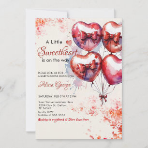 Invitación Globos de Corazón Rojo Un Poco Dulce y arco de bab