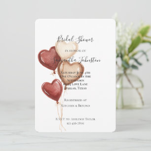 Invitación Globos de Corazón Rosa Rosado Crema para Despedida