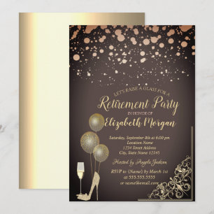 Invitación Globos de Cristal Tacones Brillo Burgundy Jubilaci