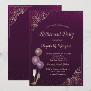 Invitación Globos de Cristal Tacones con Brillo Violeta Jubil