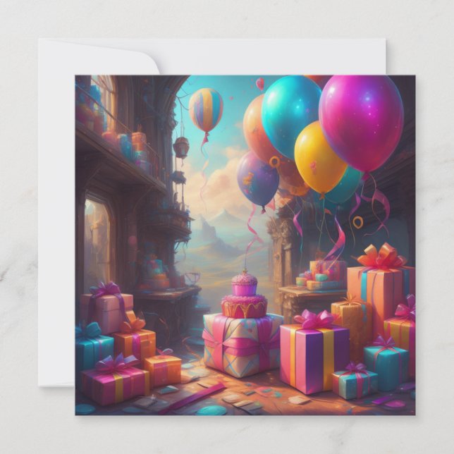 Invitación Globos de cumpleaños (Anverso)