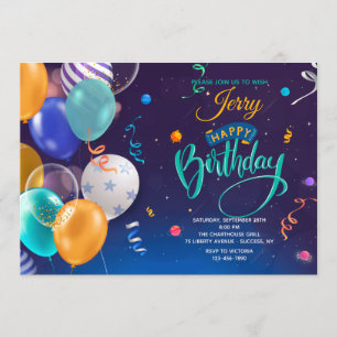 Invitación Globos de cumpleaños