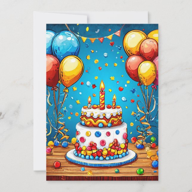 Invitación Globos de cumpleaños coloridos (Anverso)