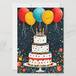 Invitación Globos de cumpleaños coloridos
