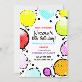 Invitación Globos de Cumpleaños de Arte Pop Retro Vintage de