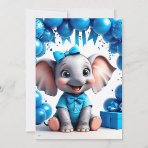 Invitación Globos de cumpleaños de elefante adorable fiesta �