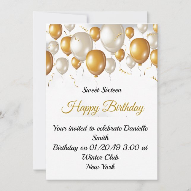 Invitación Globos de cumpleaños de la celebración (Anverso)