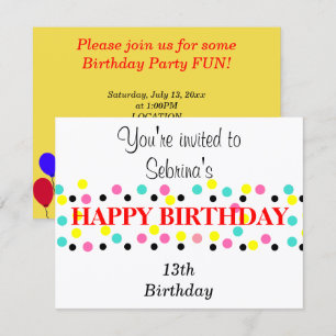 Invitación Globos de Cumpleaños Lunares