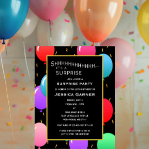 Invitación Globos de cumpleaños sorpresa y edad de Personaliz